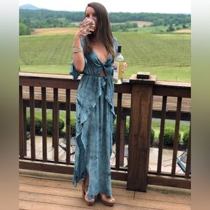 Planet Blue XS blue tie dye maxi dress